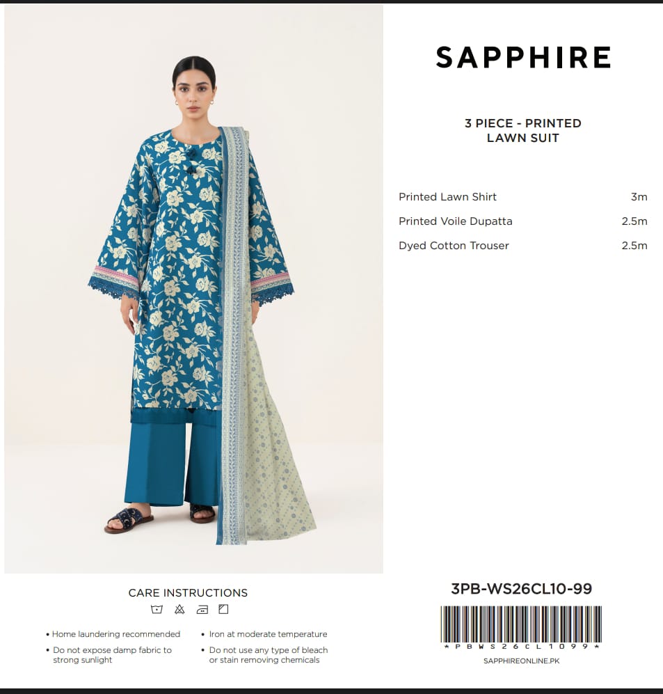Sapphire |3 pc |Printed Lawn