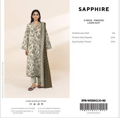 Sapphire|3 pc |Printed Lawn