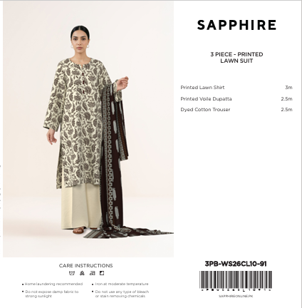 Sapphire|3 pc |Printed Lawn