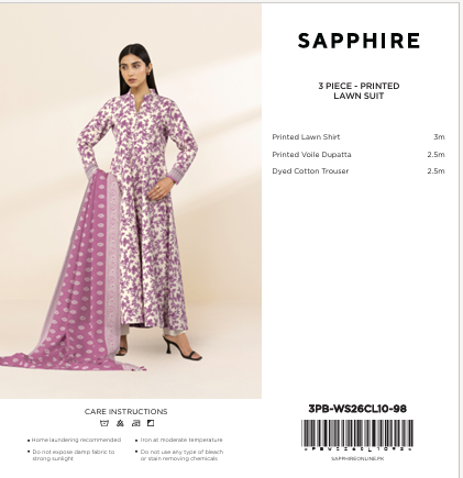Sapphire|3 pc |Printed Lawn