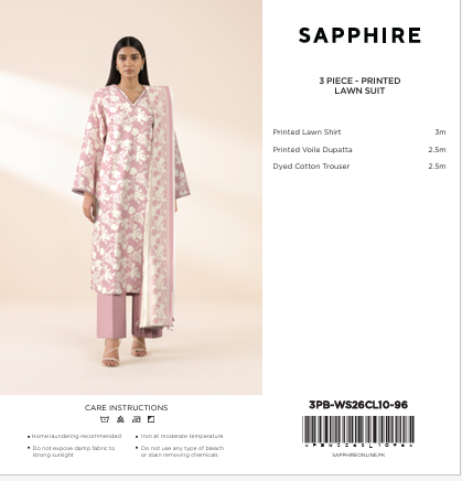 Sapphire|3 pc |Printed Lawn